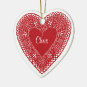 2ハートヴィンテージレース セラミックオーナメント (左)