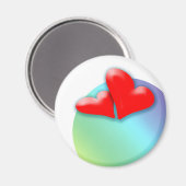 2ハート踊りバレンタインデイラウンドマグネット マグネット (正面/裏面)