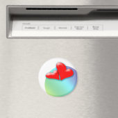 2ハート踊りバレンタインデイラウンドマグネット マグネット (インサイチュ (食洗機))