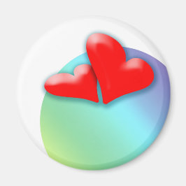 2ハート踊りバレンタインデイラウンドマグネット マグネット