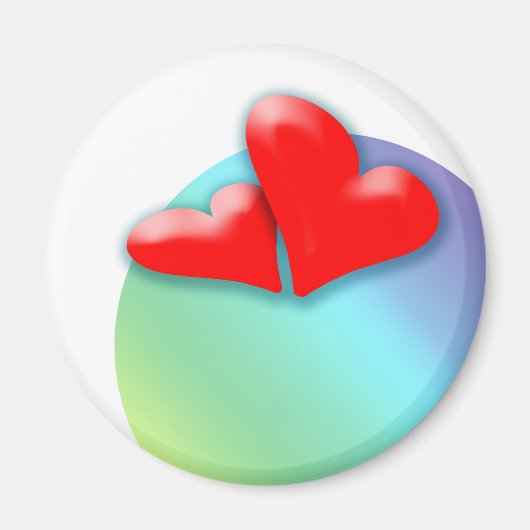 2ハート踊りバレンタインデイラウンドマグネット マグネット (正面)