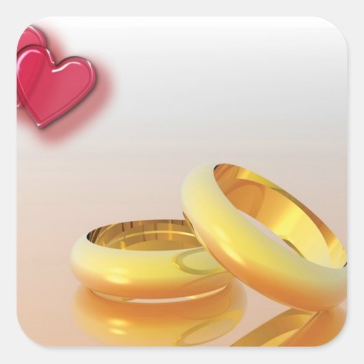 2ハート2リングや輪 スクエアシール (正面)