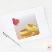 2ハート2リングや輪 スクエアシール (封筒)