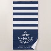 2バイもしシーパーソナライズされた結婚ズ ビーチタオル (正面)