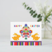 2バニーのイースターフォーカル🐰カスタム文字 ポストカード (スタンド正面)