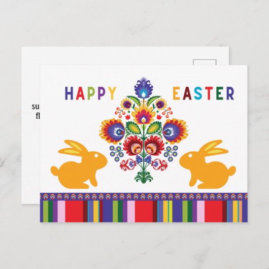 2バニーのイースターフォーカル🐰カスタム文字 ポストカード (正面/裏面)