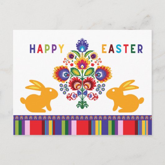 2バニーのイースターフォーカル🐰カスタム文字 ポストカード (正面)