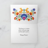 🐰2バニー、オレンジ色の復活祭の民俗学 カード (内部)