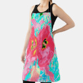 2バラ色の赤いサンゴ梅熱狂するハイビスカスオンアクア エプロン (インサイチュ)