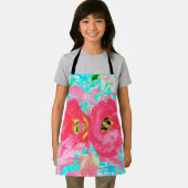 2バラ色の赤いサンゴ梅熱狂するハイビスカスオンアクア エプロン (インサイチュ)