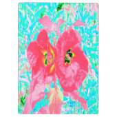 2バラ色の赤いサンゴ梅熱狂するハイビスカスオンアクア クリップボード (裏面)