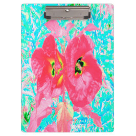 2バラ色の赤いサンゴ梅熱狂するハイビスカスオンアクア クリップボード