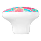 2バラ色の赤いサンゴ梅熱狂するハイビスカスオンアクア セラミックノブ (側面)