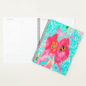 2バラ色の赤いサンゴ梅熱狂するハイビスカスオンアクア プランナー手帳 (ディスプレー)