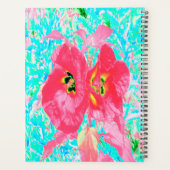 2バラ色の赤いサンゴ梅熱狂するハイビスカスオンアクア プランナー手帳 (裏面)