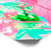 2バラ色の赤いサンゴ梅熱狂するハイビスカスオンアクア ポスター (コーナー)