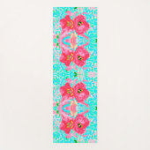 2バラ色の赤いサンゴ梅熱狂するハイビスカスオンアクア ヨガマット (正面)