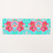 2バラ色の赤いサンゴ梅熱狂するハイビスカスオンアクア ヨガマット (正面(横))