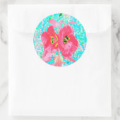 2バラ色の赤いサンゴ梅熱狂するハイビスカスオンアクア ラウンドシール (バッグ)