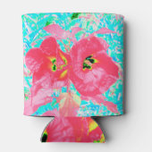 2バラ色の赤いサンゴ梅熱狂するハイビスカスオンアクア 缶クーラー (裏面)