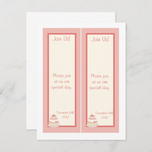 2バラ/Creme結婚のケーキ日付ブックマークを保存 案内ポストカード (正面/裏面)