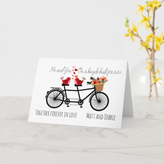 2バレンタインのために造られる自転車の私そしてあなた カード (黄色い花)