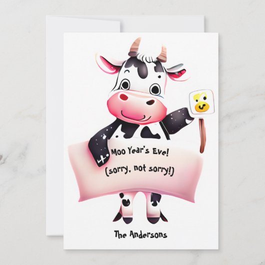 #2パパパーソナライズされたジョークおもしろいカウ年賀状 招待状 (裏面)