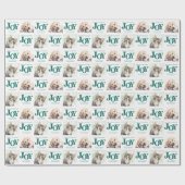 2パーソナライズされたフォトペットドッグJOYティール（緑がかった色）ホリデーギフト ラッピングペーパー (フラット)