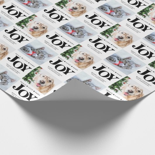 2パーソナライズされたフォトペットドッグJOYホリデーギフト ラッピングペーパー (角)