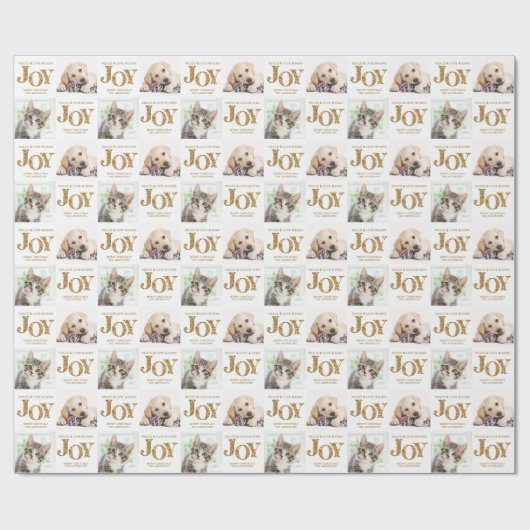2パーソナライズされたフォトペットドッグJOY金ゴールドホリデーギフト ラッピングペーパー (フラット)