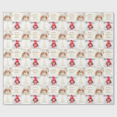 2パーソナライズされたフォトホワイト金ゴールドクリスマスホリデー ラッピングペーパー (フラット)