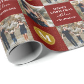 2パーソナライズされたフォトモノグラムレッド金ゴールド休日 ラッピングペーパー (ロールコーナー)