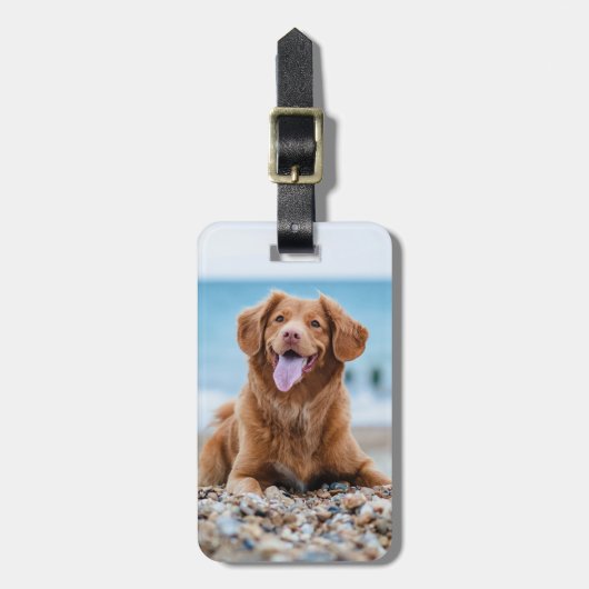 2パーソナライズされた写真カスタムの犬を作成 ラゲッジタグ (正面縦)