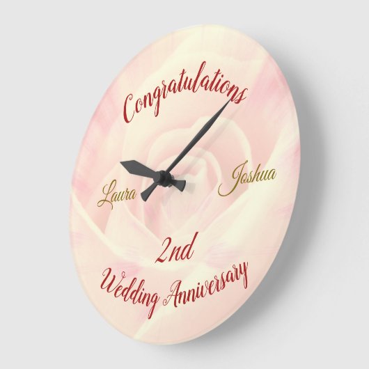 2パーソナライズされた周年結婚大時計 ラージ壁時計 (傾斜)