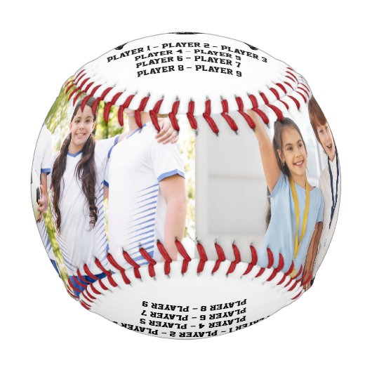2パーソナライズされた枚の写真とチーム名を持つコーチ 野球ボール (正面)