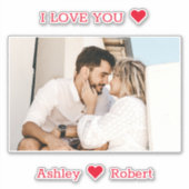 2パーソナライズされた枚の写真と名前愛してる  シール (正面)