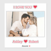 2パーソナライズされた枚の写真と名前愛してる  シール (シート)