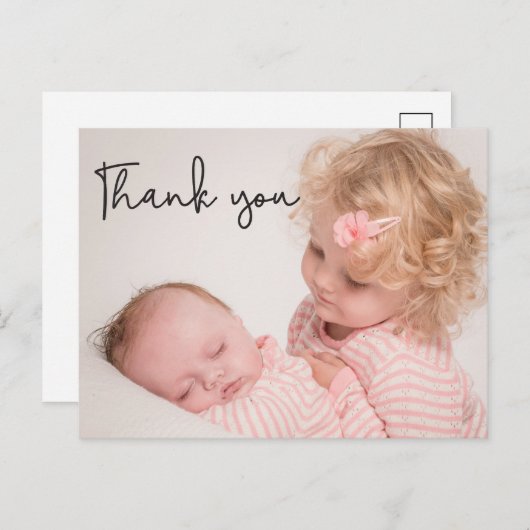 2パーソナライズされた番目のベビー写真ありがとう 案内ポストカード (正面/裏面)