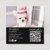 2パーソナライズされた Photo Dog PetソーシャルメディアQRコード スクエア名刺 (裏面)