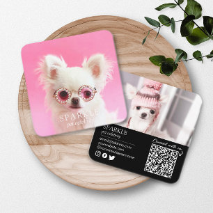2パーソナライズされた Photo Dog PetソーシャルメディアQRコード スクエア名刺