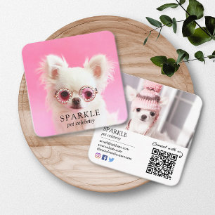 2パーソナライズされた Photo Dog PetソーシャルメディアQRコード スクエア名刺
