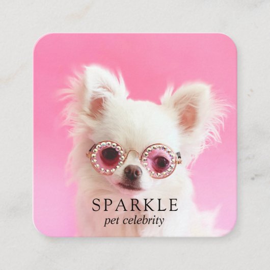 2パーソナライズされた Photo Dog PetソーシャルメディアQRコード スクエア名刺 (正面)