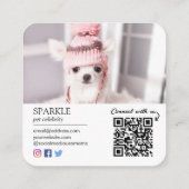 2パーソナライズされた Photo Dog PetソーシャルメディアQRコード スクエア名刺 (裏面)
