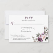 #2パープルプラムピンク牡丹の花束メニューの選択 出欠カード (正面)