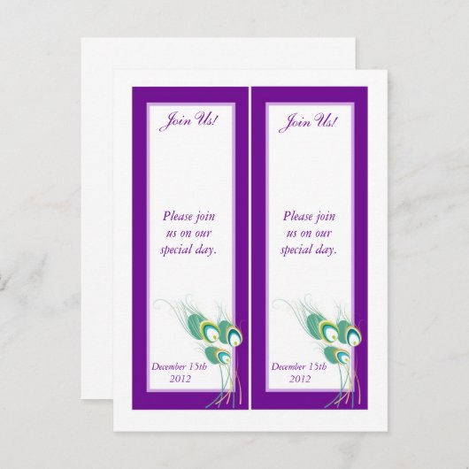 2パープルモダンピーコック日付ブックマークを保存 案内ポストカード (正面/裏面)