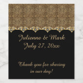 #2ヒョウ柄ゴールドダイヤモンドブリングウェディング ワインラベル (シングルラベル)