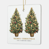 2ビンテージクリスマスツリー金ゴールドメリークリスマス セラミックオーナメント (左)