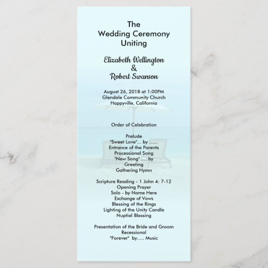 2ビーチチェアトール結婚式 プログラムテンプレート プログラム (正面)