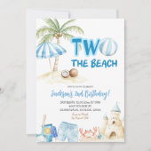 2ビーチ沿岸テーマボーイセカンド誕生日 招待状 (正面)