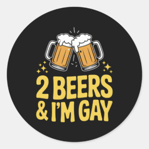 2ビール&私はゲイLGBTQおもしろいプライドAlly Rainbow ラウンドシール